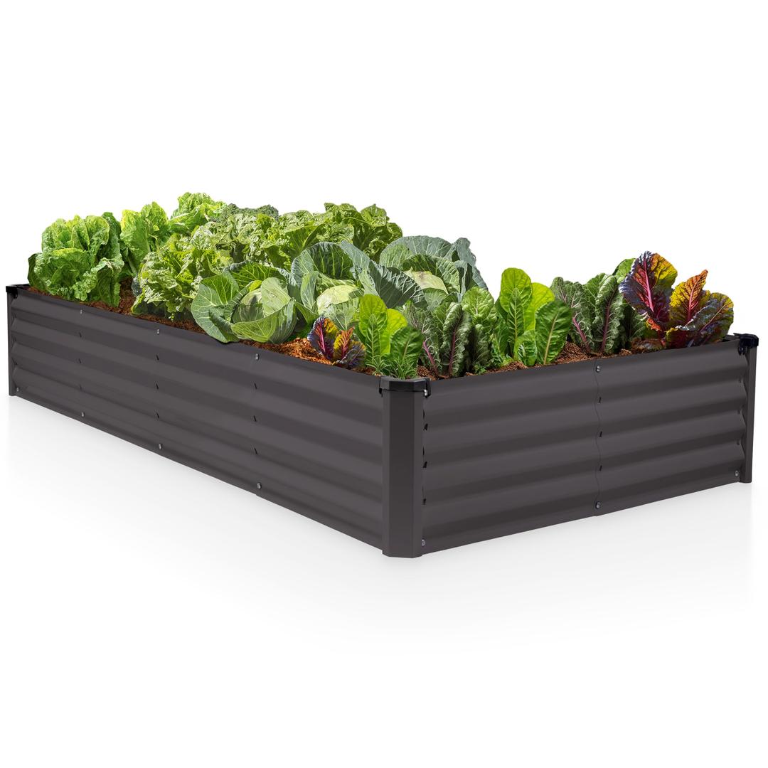 Plant & Plot Galvanized Raised Garden Beds Outdoor // 6×3×1 ft (2-Pack) Planter Raised Beds for Gardening, Vegetables, Flowers // Large Metal Garden Box // Patented Tool-Free Design (Dark Gray)