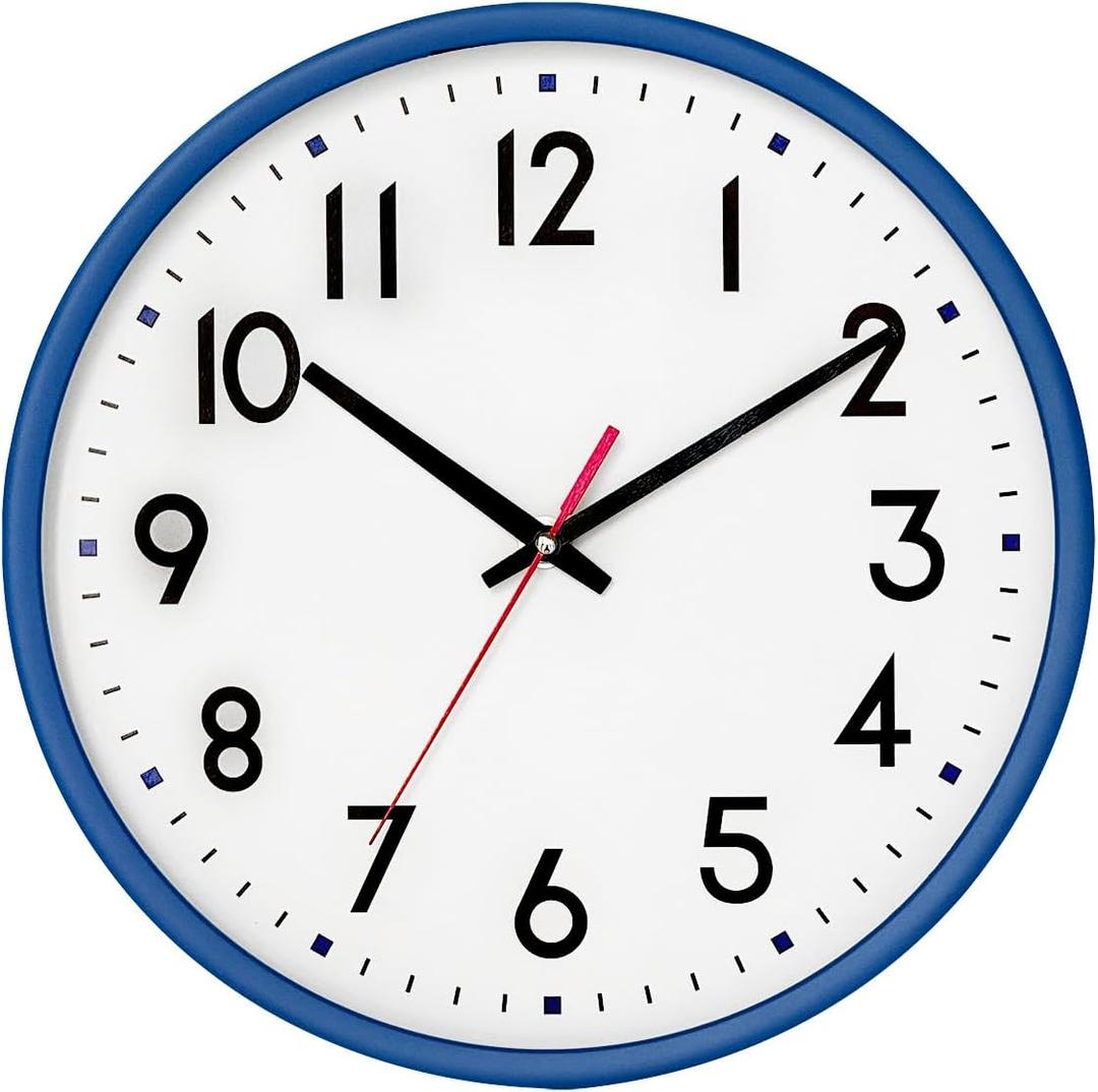HZDHCLH Wall Clock Blue,Silent Wall Clocks Battery Operated 8 Inch Modern Non Ticking Analog Clock Decorative for Kitchen Bedroom Living Room Office Classroom