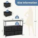 DUMOS TV Stand, Dresser with 5 Fabric Storage Drawers, Media Console Featuring Open Shelf for TV, Compact Entertainment Unit for Bedroom, Living Space, or Dorm Organization, Black, 39.4"D x 11.8"W x 31.5"H