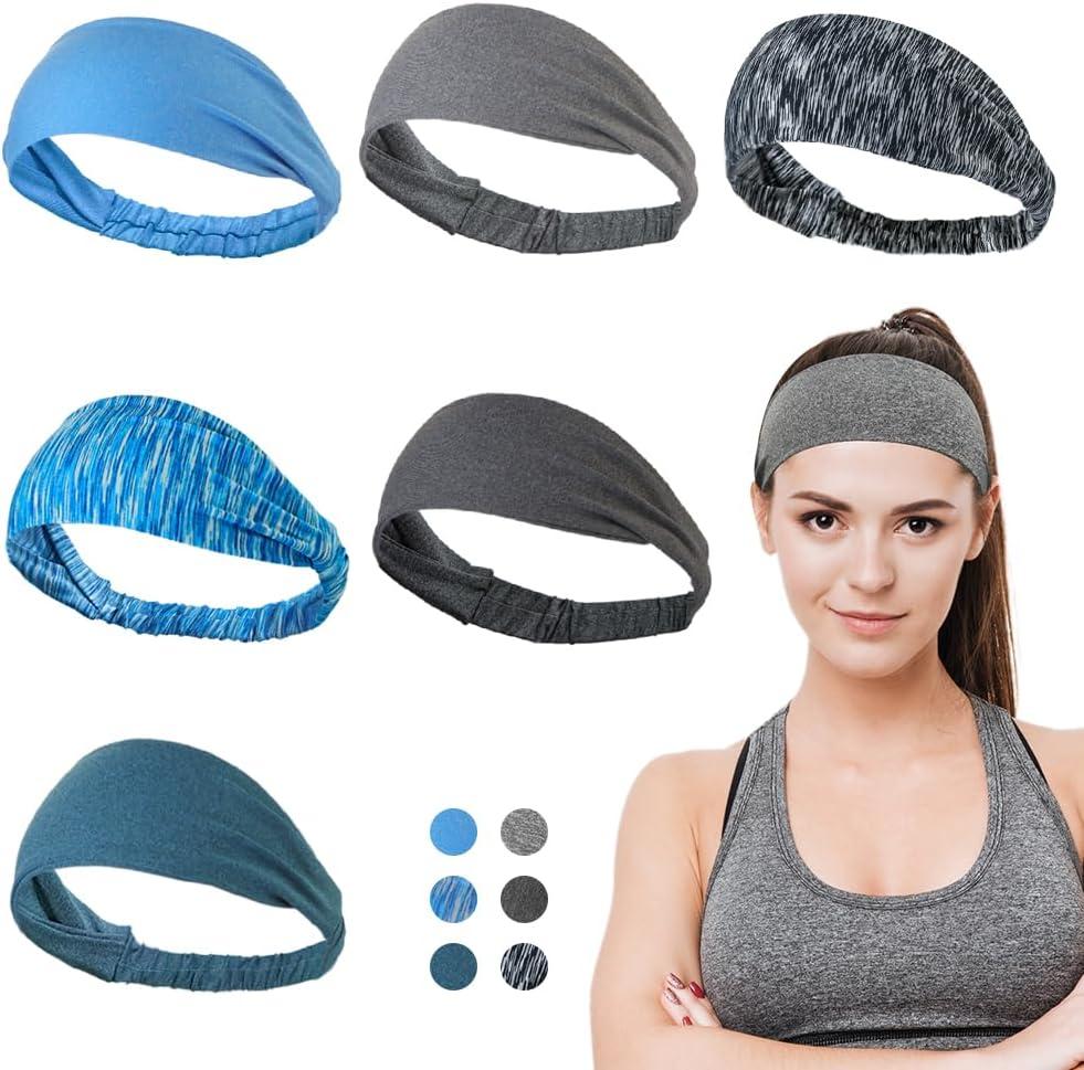 Dreamlover Workout Headbands for Women Athletic, Sweatbands, Sports Headbands for Exercise, 6 Pieces (Multi Colors A)