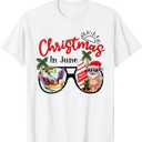 Christmas In June Sunglasses Santa Flamingo Summer Vacation T-Shirt for Men Women Kids (Small)