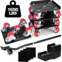 Furniture Dolly, Furniture Sliders Furniture Movers with Wheels, Furniture Lifters for Heavy Furniture with 5 360° Wheels, Carbon Steel Panel, Non-Slip Casters, Sliders and Lifter Jacks(1650Lb)