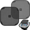 Palksky Silicone Splash Guard Mat for Ninja FN101 Airfryer, Heat Resistant Splatter Shield Replacement for Ninja Crispi Airfryer Accessories, 2-Pack, Black & Grey