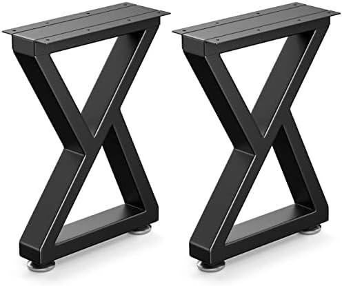 16" Metal Bench, Desk and Coffee Table Legs, Heavy Duty Furniture Legs, Black End Table Legs, DIY Legs (H16" x W11.8", Set of 2) (Z-Type)