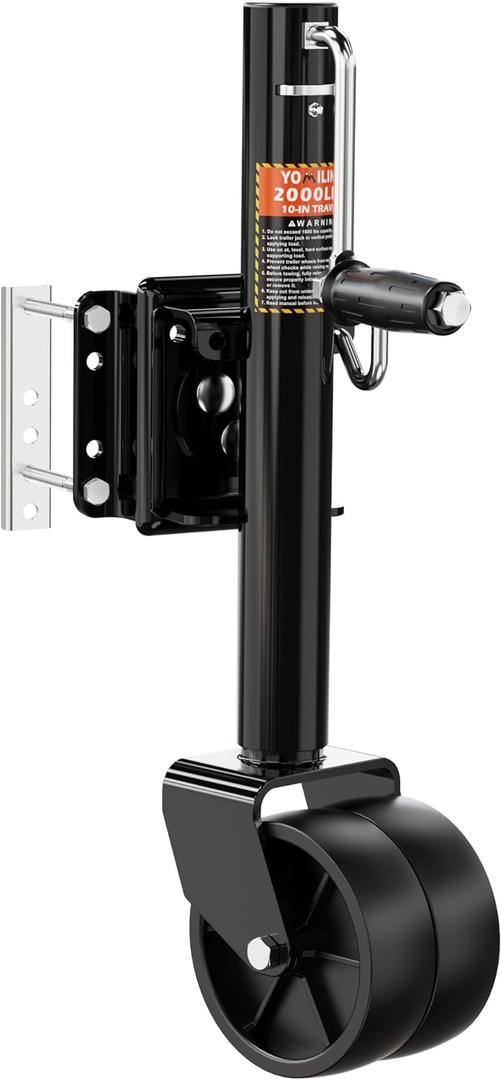 YOMILINK 2000 lbs Trailer Jack with Dual Wheel, Heavy Duty Swivel Boat Jack, 12" Lift, Bolt-on Tongue Trailer Jacks for RV Boat Trailers, Black