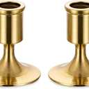 Romadedi Gold Candlestick Candle Holders for Taper, 2 PCS Gold Brass Color Candle Stick Candle Holder for Table Centerpiece, Wedding Reception, Festive Christmas Mantel Decoration or Home Decor