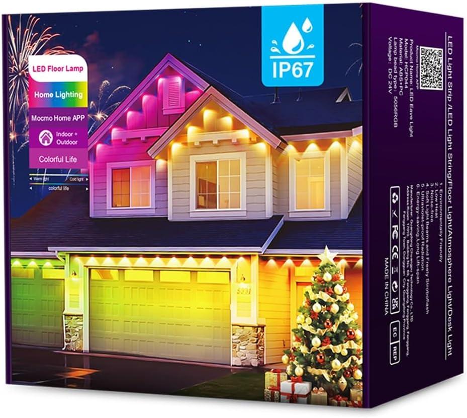 WiFi+Bluetooth Permanent Outdoor Intelligent Colorful Eaves led Lights, App and Voice Control,Compatible with Alexa, for Christmas,House Decorations.100ft (US)