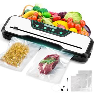 Automatic Food Vacuum Sealer Machine, Beelicious 8-In-1 Food Vacuum Saver with Starter Kits, Pulse Function, Moist & Dry Mode and External VAC for Jars and Containers, Silver Gray