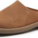 Women's Genuine Leather Rubber-Soled Non-Slip Mules, Casual Soft Leather Flat Slingback Comfory Half Loafers Causal Slippers for Work Walking (5, Brown)