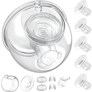 Wearable Breast Pump Milk Collector Cup Accessories,Compatible with 24mm TSRETE/kmaier/eulumap/Momcozy S9/S12 Wearable Breast Pump,Upgrade Duckbill Valve with Free Rotation,Extra 5pcs Flange Inserts (Overall Set 24mm)