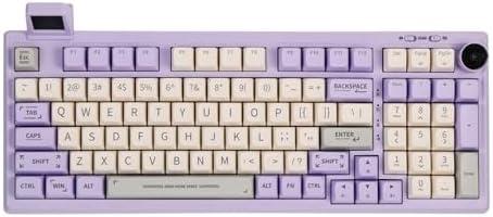 EPOMAKER RT100 97 Keys Gasket BT5.0/2.4G/USB-C Mechanical Keyboard with Customizable Display Screen, Knob, Hot Swappable Socket, 5000mAh Battery for Win/Mac(RT100 Purple, Gateron Pro Yellow)