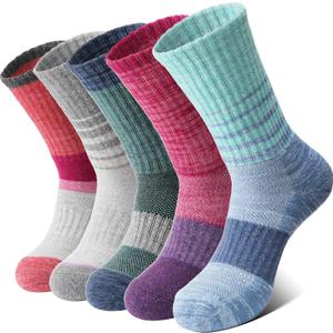 Anlisim Merino Wool Hiking Socks for Women Thermal Winter Warm Boot Work Cushion Socks 5 Pairs