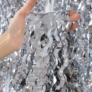 3 Pack Wave Silver Tinsel Curtain - 3.3x6.6 Feet Foil Streamers Birthday Party Decorations Wedding Background Decor Photo Booth Props