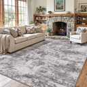 Color&Geometry 5x8 Machine Washable Low Pile Area Rugs for Living Room, Thin Soft Industrial - Neutral Area Carpet with Non Slip TPE Backing for Bedroom, Dining Room, Mottled Grey