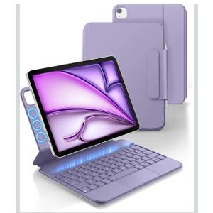 Dexnor Keyboard Case for iPad Air 11 inch (M3 2025/M2 2024) & iPad Pro 11 (4th/3rd/2nd/1st Gen) & iPad Air 5th/4th Gen Case with Keyboard Ultra-Thin Magnetic Detachable Trackpad Backlit, Purple