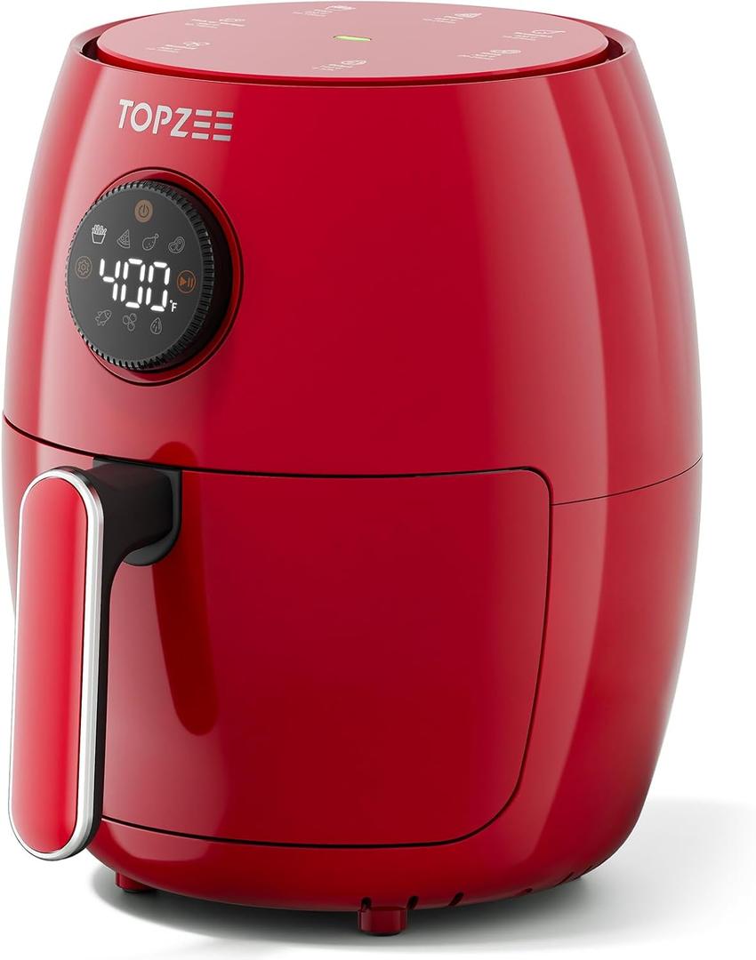 Small Compact Air Fryer, 2.1QT, 4-in-1 Small Mini Airfryer, Bake, Roast, Reheat, 98% Less Oil, Adjustable Temperature Control w/ 12H Timer, Quiet, Nonstick & Dishwasher Safe Basket, BPA-Free, Red (2.1-QT)
