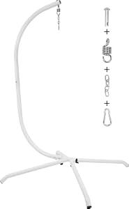 Elevon Hammock Chair Stand Only, Hanging Hammock Swing Stand for Outside with Buckle and Spring Hook, 400lb Capacity Heavy Duty Steel C-Stand with Stable Base for Egg Chair Outdoor Indoor (White)