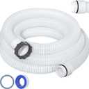 1.5" 15ft EVA Pool Professional Hose with External Male Threads for Above Ground Pools Pump Replacement Hose Pool Supply for Cleaner Kit Heavy Duty Hoses Filter Connection Hoses(White)