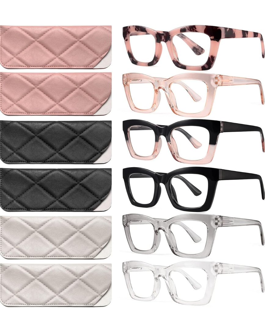 CCVOO 6 Pack Oprah Reading Glasses for Women, Eyeglasses, Blue Light Readers for Women, Computer Eye Glasses, Cheaters +1