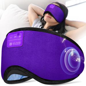 LOVE EYE Sleep Headphones Bluetooth 5.4 Sleeping Eye Mask Wireless Music Earphones with HD Speakers for Side Sleepers Total Blackout Cotton Mask for Travel, Home, Office, Unique Gifts (Dark Purple)