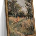 Vintage Framed Wall Art, Country Cottagecore Fox Canvas Wall Decor Painting, Whimsical Cottage Forest Animal Prints Pictures for Farmhouse Living Room Bedroom 8x10 Inch