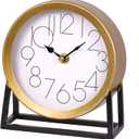 Modern Golden Table Clock on Stand, Decorative Desk and Shelf Clock, Mantel Clock Farmhouse Clock Non-Ticking, Home Dcor for Living Room, Bedroom, Bedside, Desk, Gift Clock (Gold)