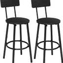 HOOBRO Bar Stools,Set of 2 Round Bar Stools with Back,25.2" Bar Chairs for Kitchen Island, Dining Room,Counter Height Barstools, Easy to Assemble, Black BK32BY01G2