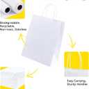 BAG BOX 100 Pack 8.25x4.3x10.6 Inch White Gift Bags with Handles,Bulk Kraft Paper Bags for Shopping, Retail, Merchandise, Wedding, Party Favors, Paper Grocery Sacks