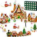 Advent Calendar 2025 Gingerbread House Mini Building Set with Light, 24 Days Countdown Christmas Village Building Blocks with Xmas Tree Train, for Adults Kids Girls Boys Ages 12+