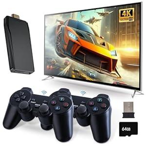 Retro Game Console, Wireless Retro Game Console, Plug & Play Video TV Game with 20000+ Built-in Games, 4K HDMI Output, and 2.4GHz Wireless Controller, 9 Classic Emulators（Black）