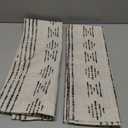 Jinchan Boho Kitchen Curtains Linen Tier Curtains 36 Inches Bohemian Cafe Small Drapes Striped Mudcloth Farmhouse for Bathroom RV Camper Light Filtering Rod Pocket 2 Panels Black on Beige