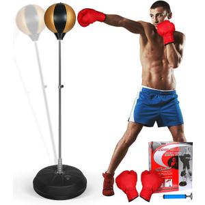 Fitness Reflex Bag, Speed Ball Stand Punching Bag with Gloves, Boxing Bag for Adults and Teens, 59IN Great MMA Training