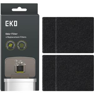 EKO Trash Can Odor Filter Refills for Trash Can and Compost Bin, Activated Charcoal Deodorizer, Strong Charcoal Odor Absorber, Pack of 4 Replacements