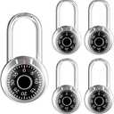 FIGODE Locker Lock, 2 in. Combination Lock, Keyless Long Padlock for Gym and School Lockers, Black Dial Lock, 5 Pack