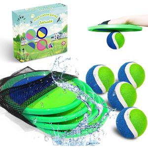 Jalunth Ball Catch Set Game Toss Paddle - Beach Toys Back Yard Outdoor Games Pool Lawn Backyard Throw Catch Sticky Set Age 3 4 5 6 7 8 9 10 11 12 Years Old Boys Girls Kids Adults Family Easter Gifts (Green 4 Pack)