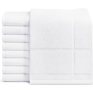 GOLD TEXTILES 12 Pack White Bath Mat Towels 20x30 Inches (Not a Bathroom Rug)- Cotton Blend Washable Economy Hotel Bath Mats