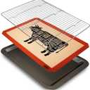 Trinity Provisions Meat Resting Pan - With Wire Rack and Silicone Baking Mat - Dishwasher and Oven Safe Stainless Steel, for Cooking and Cooling Steak, BBQ, Bacon, & More (9" x 13")