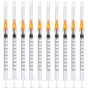 100Pack 1ml 1cc Disposable Plastic Syringes with 25Ga, Individually Sterile Package