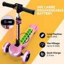 24V Electric Scooter for Kids w/150W Powerful Motor, Thumb Throttle, LCD Screen, Bluetooth, Light-Up Stem Deck & Wheels, 3 Adjustable Heights, 5MPH Safe Speed, 3 Wheel Electric Scooter for Kids