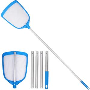 TidyMister Pool Leaf Skimmer Net Ultra Fine Mesh with Aluminum Poles 5 Sections 6 Feet Swimming Pool Cleaning Net Leaf Catcher for Above Ground Pools Inground Pools