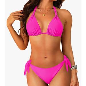 Women Halter Bikini Set - Two Piece Triangle Swimsuit Tie Bathing Suit 2025 Cute Swimwear, XL