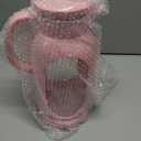 Delove 68 oz/2 Liter Glass Pitcher with Shatterproof Shell - Heat Resistant Glass Liner - Stainless Steel Lid - Carafe & Jug for Iced Tea,Hot/Cold Water,Homemade Juice Beverages (Pink)