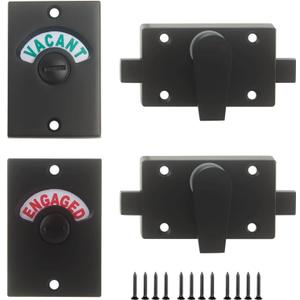 Latch Indicating Lock,Latch Indicator Bolt,Privacy Partition Indicator Lock with Occupancy Indicator,Toilet Public Toilet Bathroom Stall Door Latch Lock (Black,2pcs)