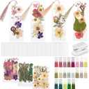 Fuyoooo 376 Pcs Dried Flower Bookmark Making Kit, DIY Bookmark Laminating Pouches with Tassels and Puncher DIY Project Gifts for Mother's Day Women Book Lovers (Boho Color,2 x 6 Inch)