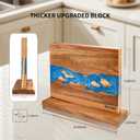 Magnetic Knife Block,Acacia Wood And Resin Kitchen Magnetic Knife HolderEquipped with strong magnets,Multifunctional Double Side Knife Storage Organizer for Kitchen Counter Gifts for new home