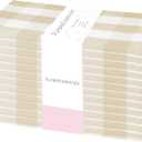 PurpleEssences Buffalo Plaid Cloth Napkins - Mitered Corners - Spring Easter Summer - Gingham Check Dinner Napkin - Set of 12-100% Cotton - 18x18 Inch - Reusable Washable - Beige and White