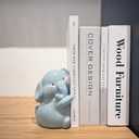 HINUGO Cute Elephant Bookends Decoration, Book Ends for Heavy Books, Book Holders for Shelves in Home Office Childrens Rooms Desk Bookshelf, Great Christmas Birthday Gift