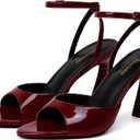 Susanny High Heels for Women Pointed Open Toe Strappy Chunky Block Heels Ankle Strap Stiletto Kitten Heeled Sandals Wedding Bridal Party Prom Sexy Dress Shoes, 7