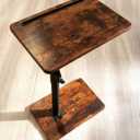 Sofa Armrest Tray Table for Couch - 360 Swivel Height Adjustable End for Small Spaces, Snack Side Table for Bed or Chair with Phone & Tablet Slot (Rustic,Standard) (Rich)