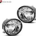 Fog Lights Assembly for 2004 2005 2006 2007 2008 2009 2010 2011 2012 2013 2014 2015 Nissan Titan Replacement Kit for 2005-2007 Nissan Armada with 899 12V 37.5W Halogen Bulbs ​Clear Lens